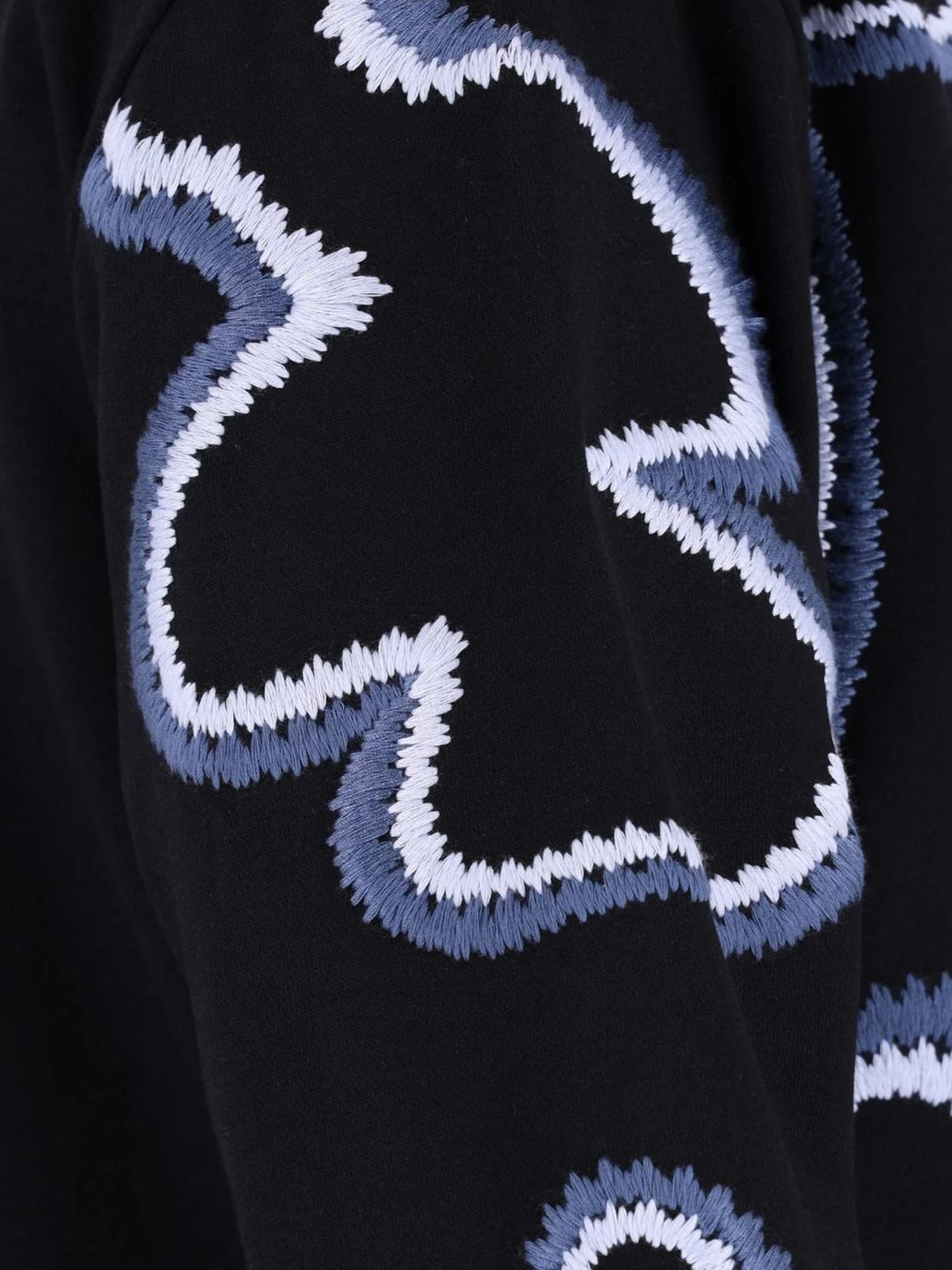Blau gestreiftes Damen Sweatshirt mit Blüten-Stickerei