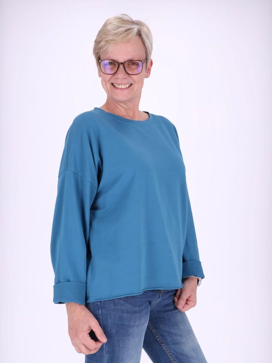 Blaues Damen Sweatshirt mit Raglanärmeln – One Size