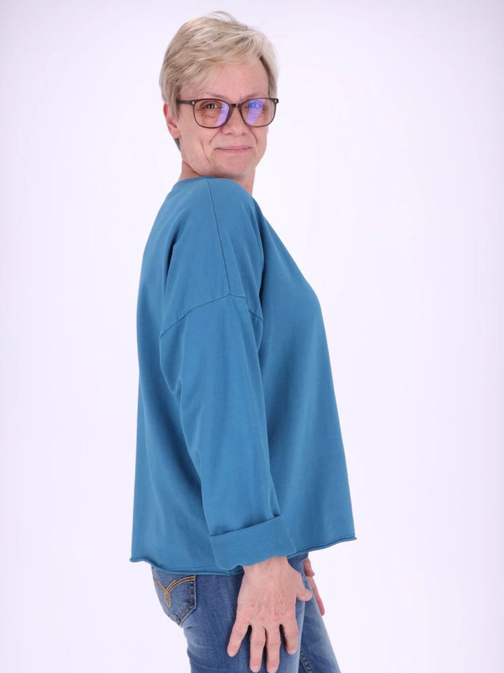 Blaues Damen Sweatshirt mit Raglanärmeln – One Size