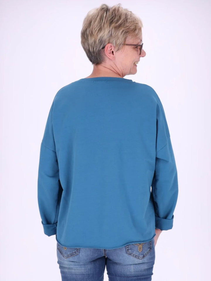 Blaues Damen Sweatshirt mit Raglanärmeln – One Size