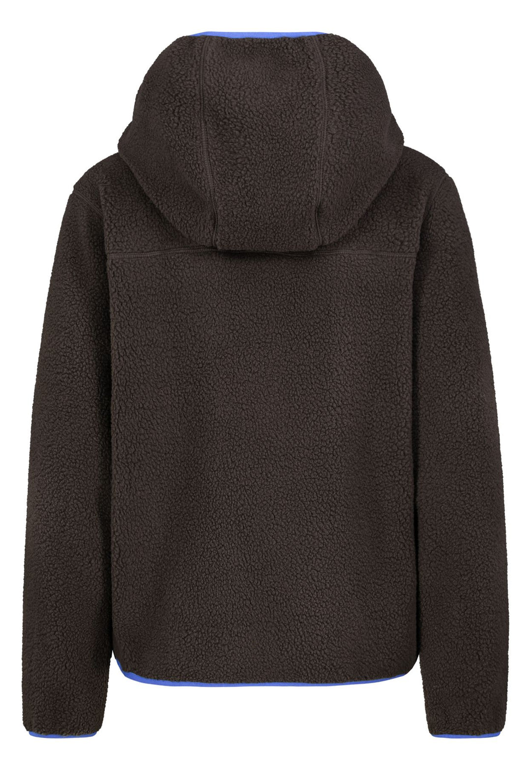 Damen Fleecejacke mit Kapuze – Braun, Blau & Creme