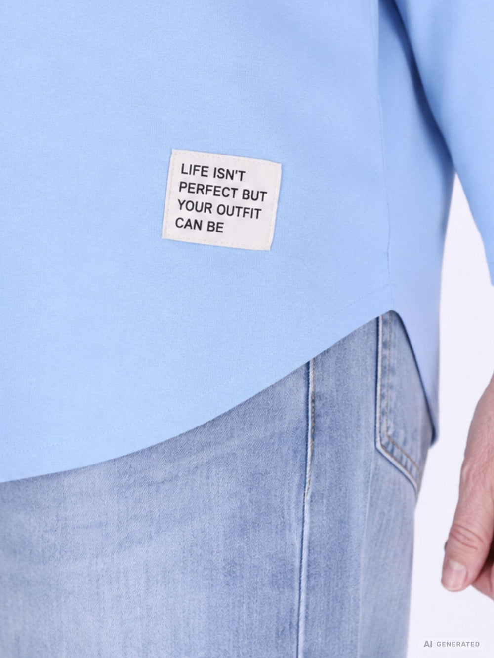 Blaues Damen Longshirt Oversized mit überschnittenen Schultern