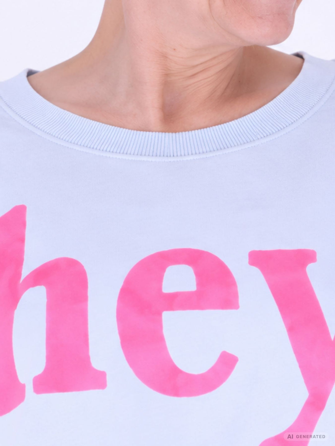 Blaues Damen Oversize Sweatshirt „HEY“ mit Statement-Print