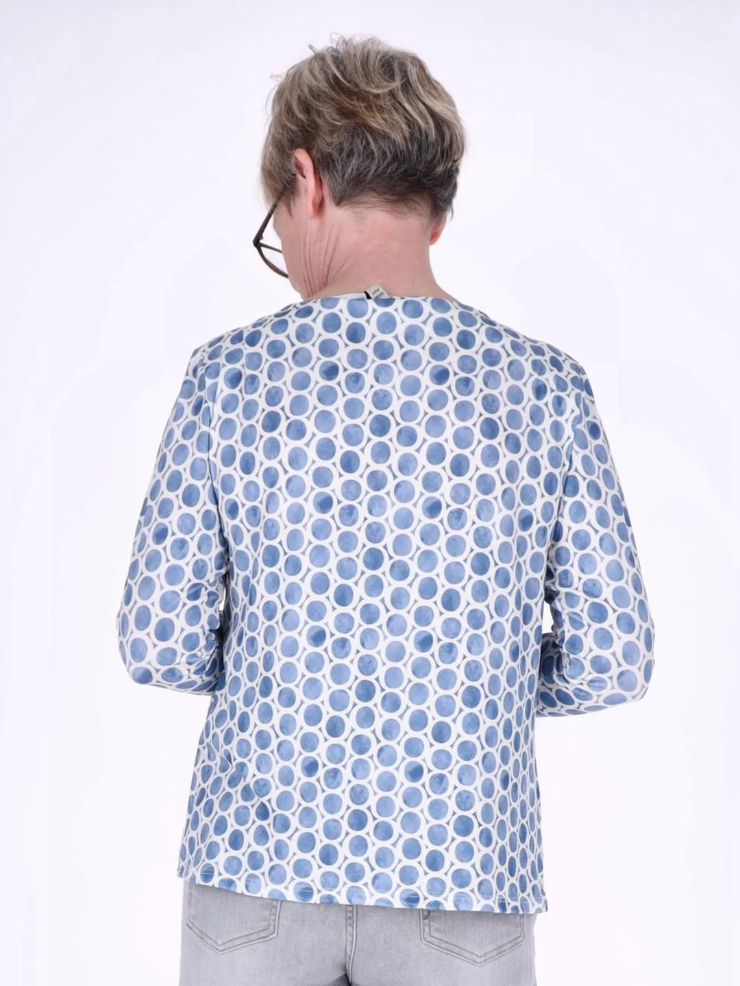 Hellblaues Damen Shirt mit Allover Kreis-Muster