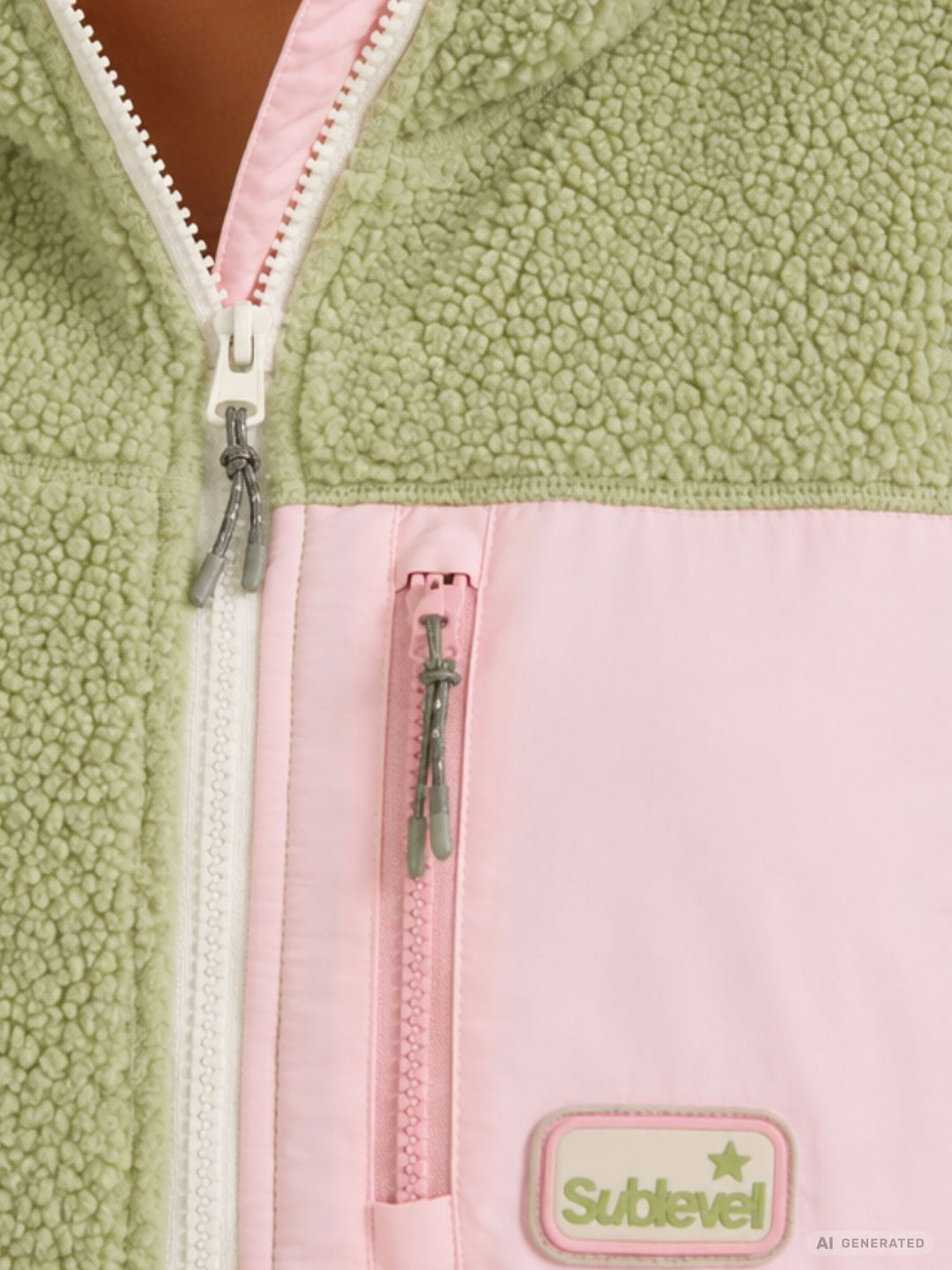 Damen Fleecejacke mit Kapuze – kuscheliger Freizeit-Look in Grün & Rosa