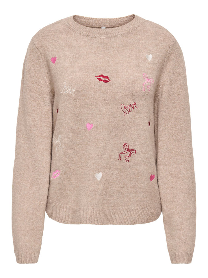 ONLSHINE LS EMBROIDERY O-NECK CC KN