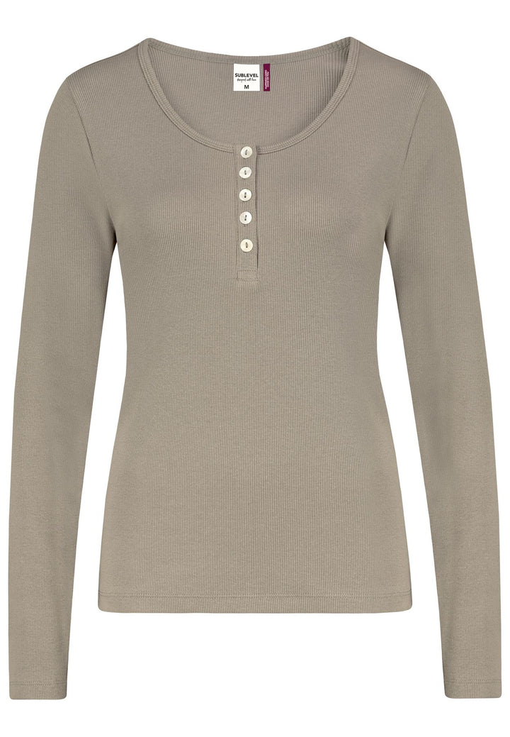 Langarmshirt Damen Knopfleiste
