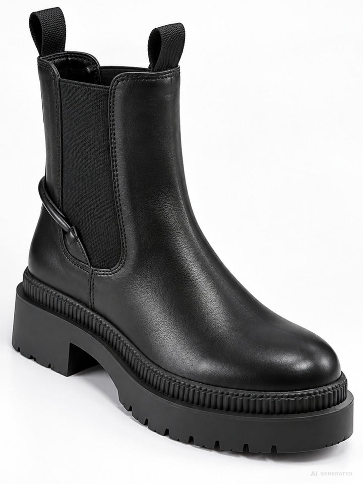 Damen Chelsea Boots in Schwarz mit Chunky-Sohle