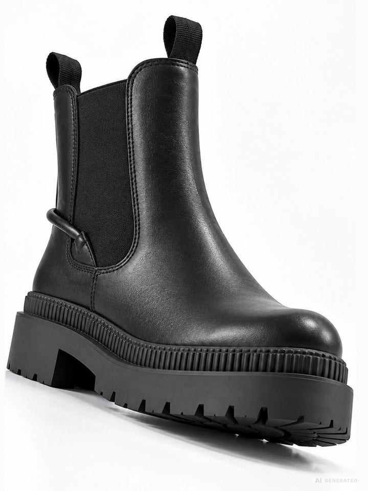 Damen Chelsea Boots in Schwarz mit Chunky-Sohle