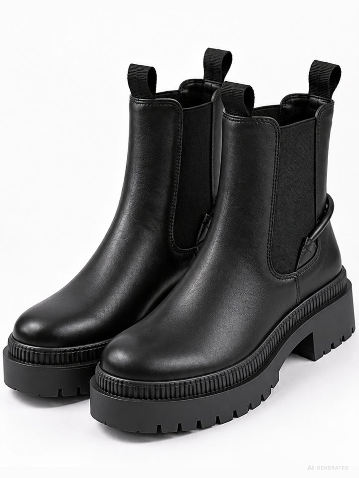 Damen Chelsea Boots in Schwarz mit Chunky-Sohle