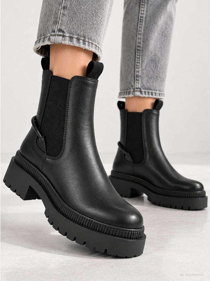 Damen Chelsea Boots in Schwarz mit Chunky-Sohle
