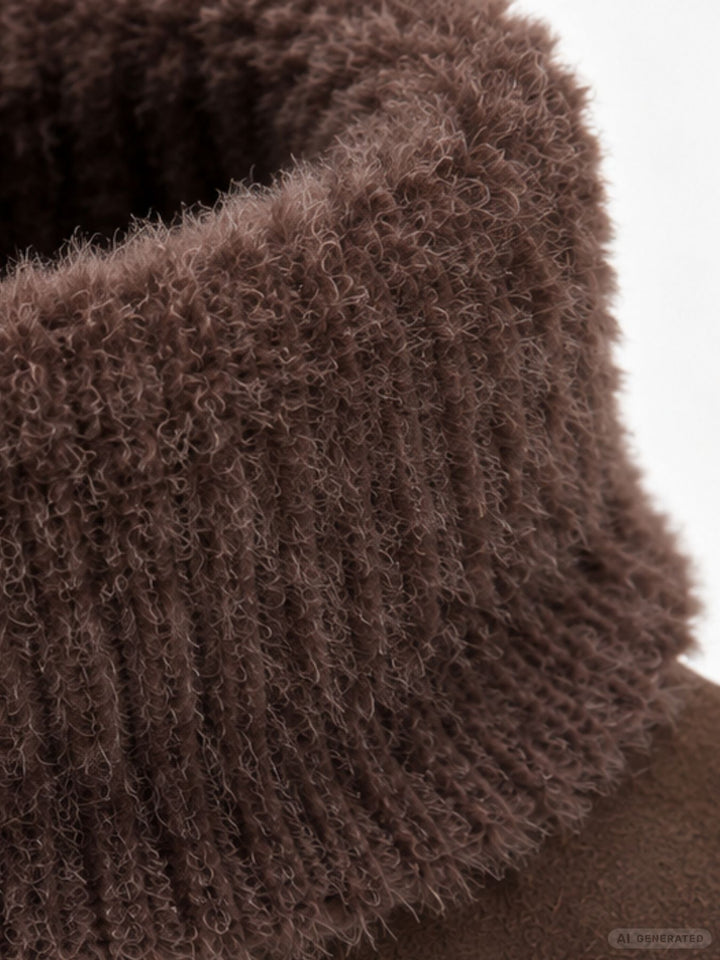 Kuschelige Damen Boots in Braun mit Strickkragen