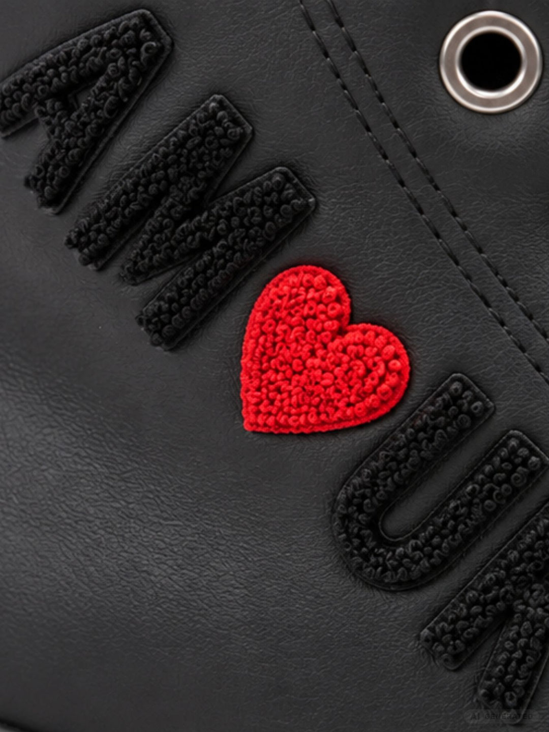 Schwarzer High-Top Sneaker mit Plateau & AMOUR-Detail