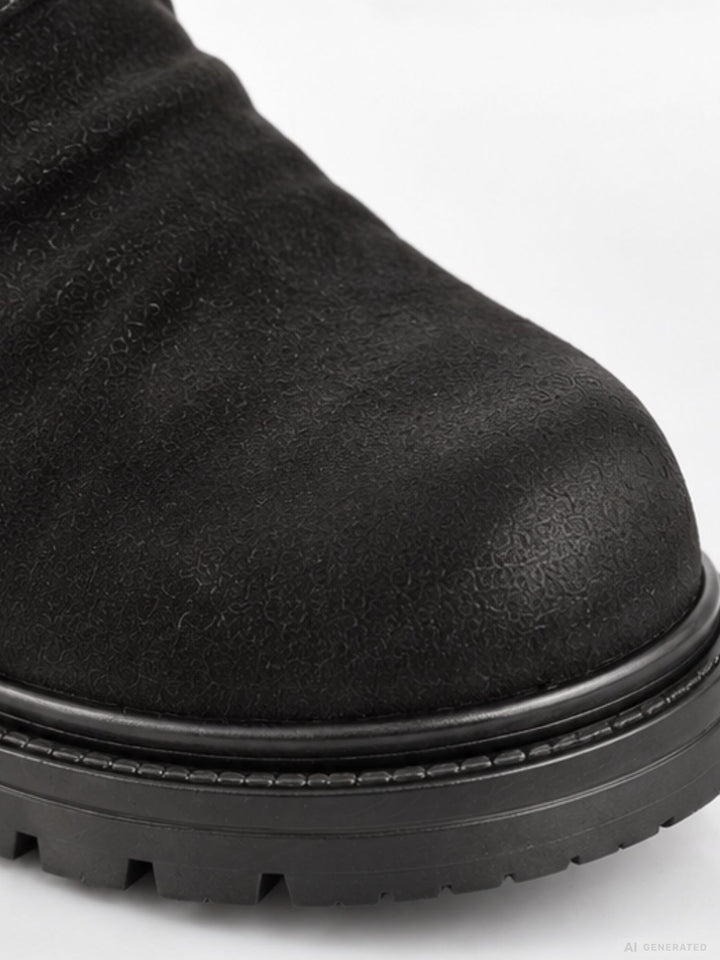 Schwarze Damen Boots mit Leo-Detail