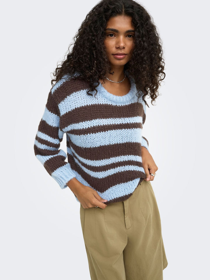 ONLNORDIC LS STRIPE O-NECK KNT