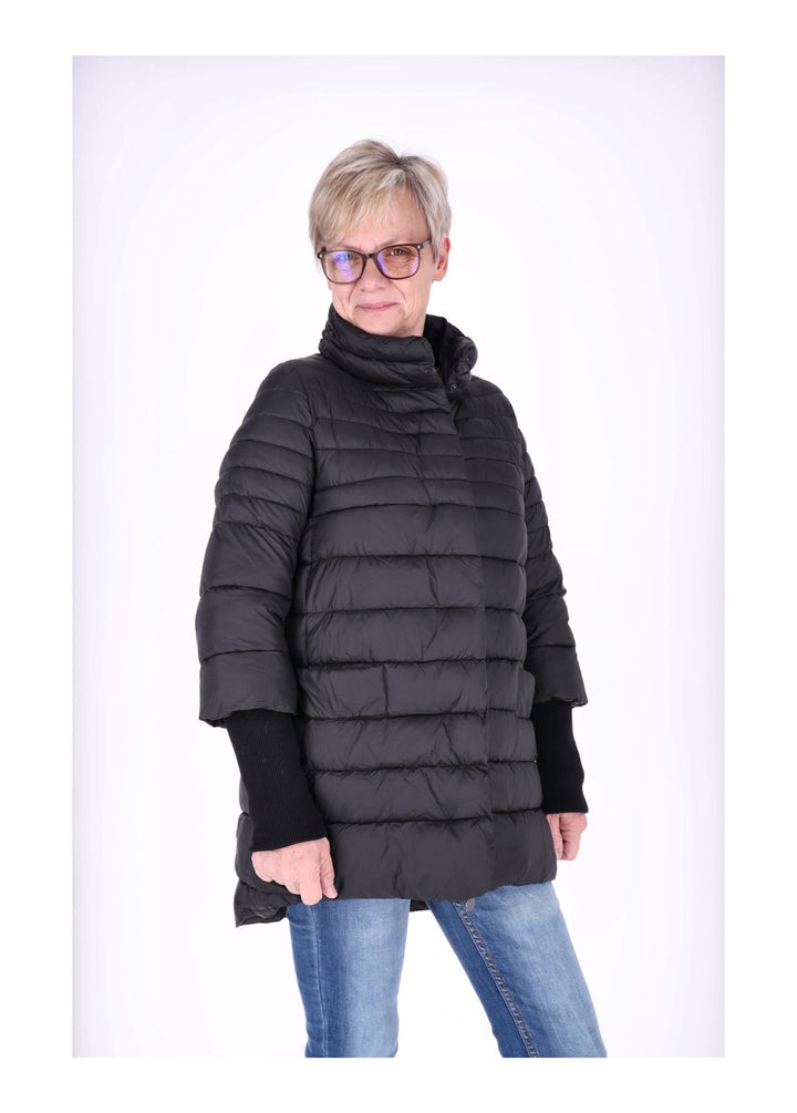 Damen Steppjacke mit Strickbündchen in Schwarz