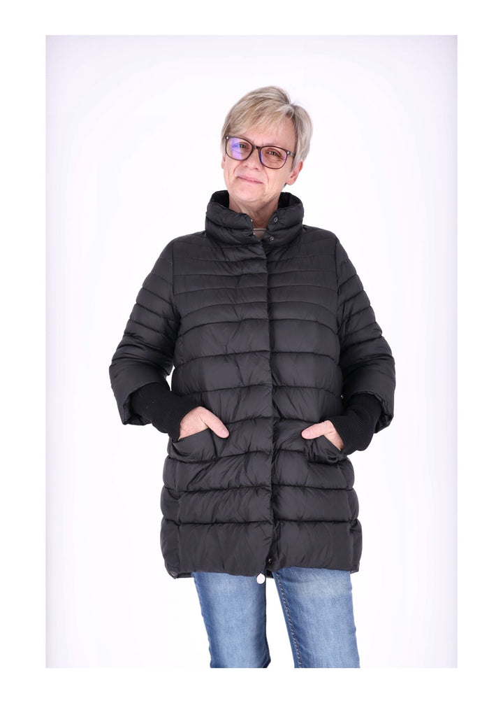 Damen Steppjacke mit Strickbündchen in Schwarz