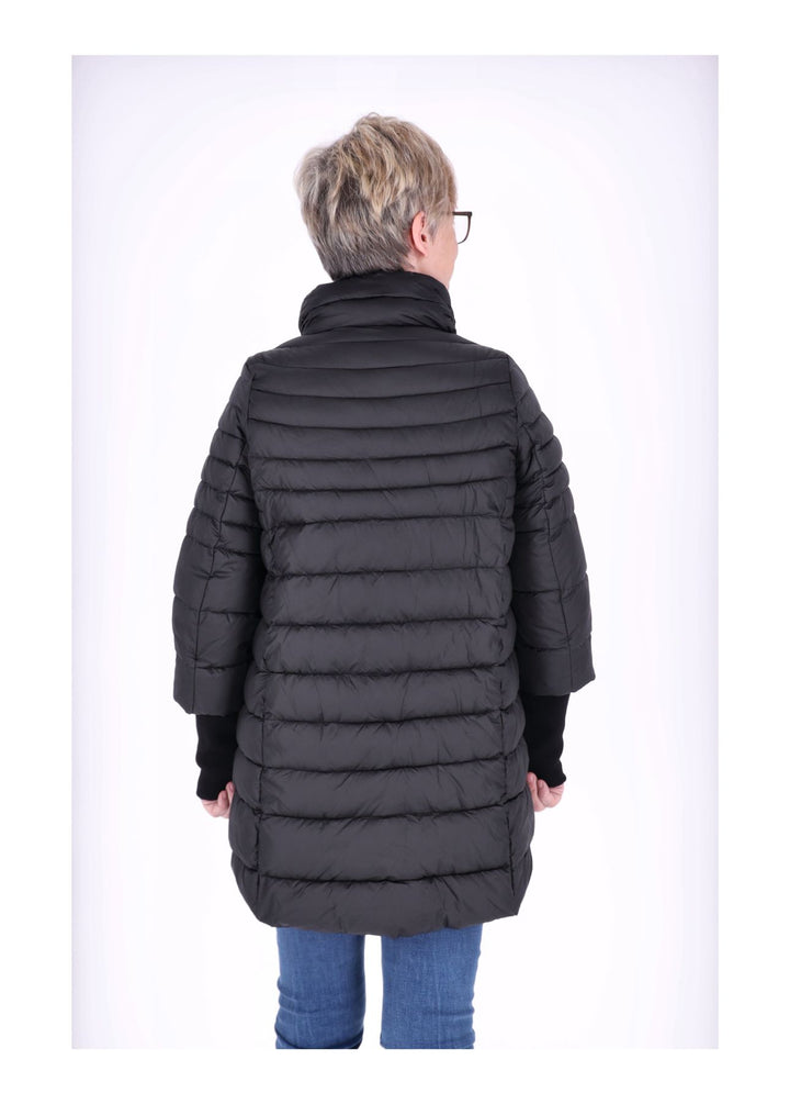 Damen Steppjacke mit Strickbündchen in Schwarz