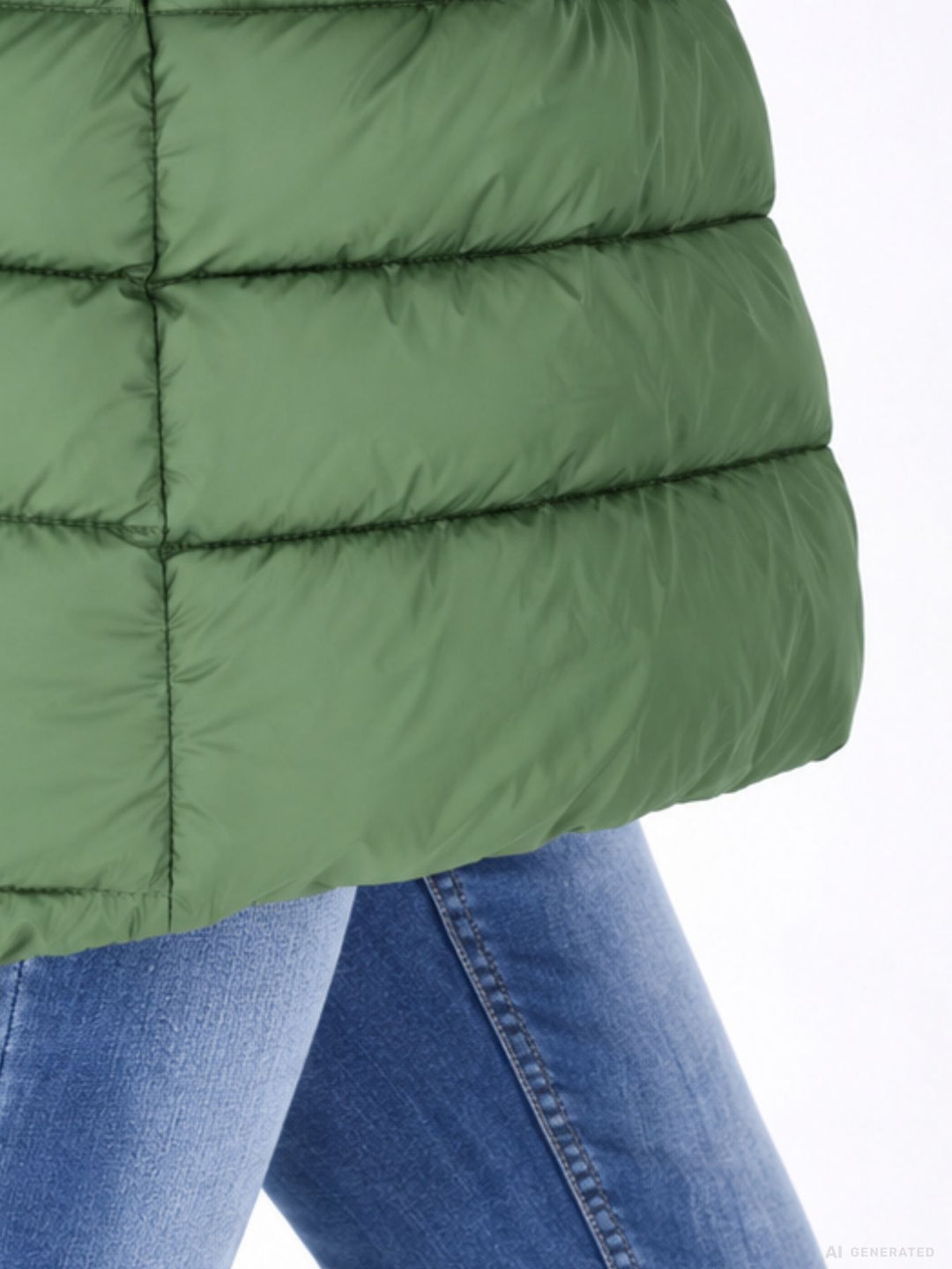 Damen Steppjacke mit Strickbündchen in Grün