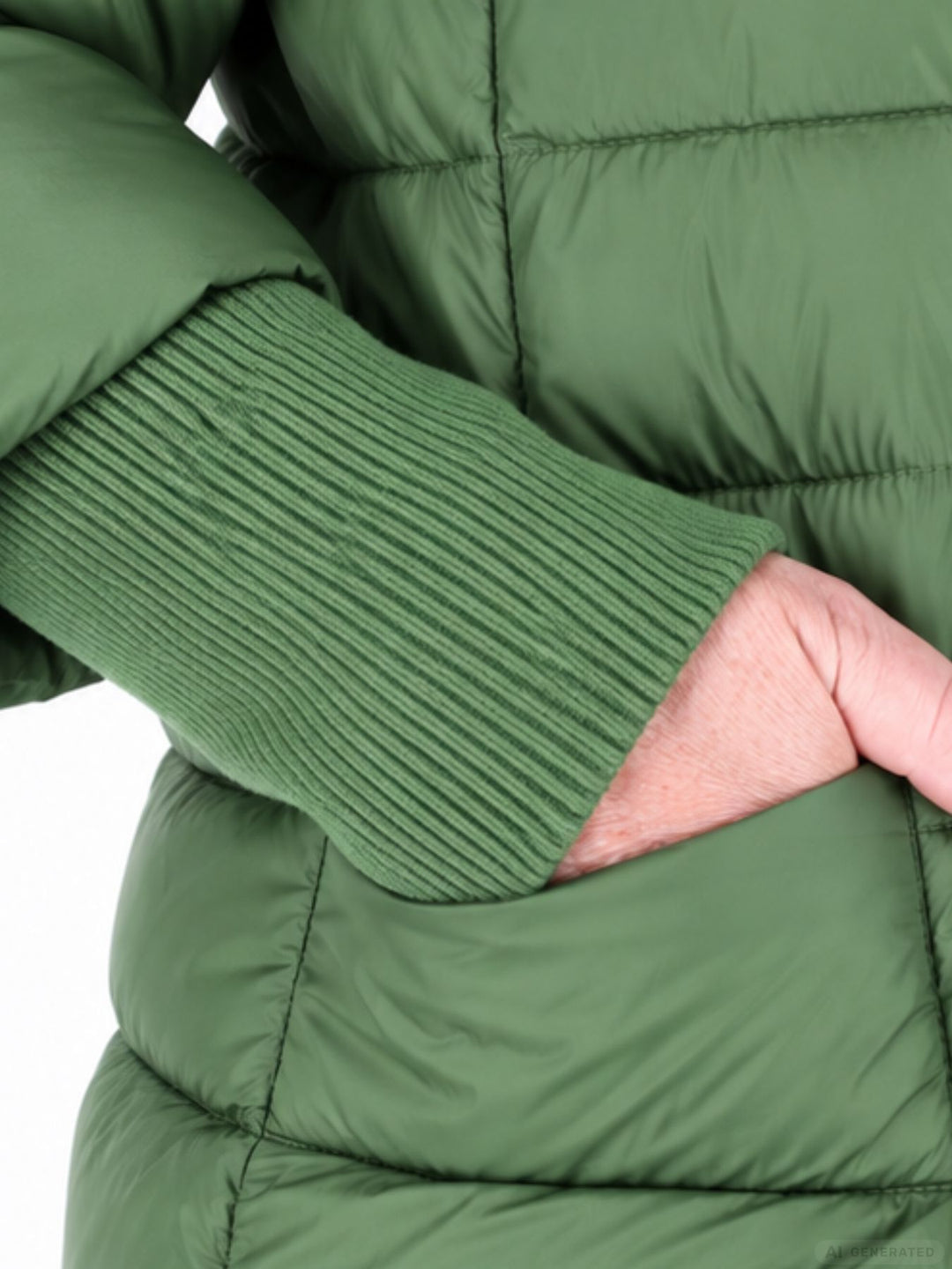 Damen Steppjacke mit Strickbündchen in Grün