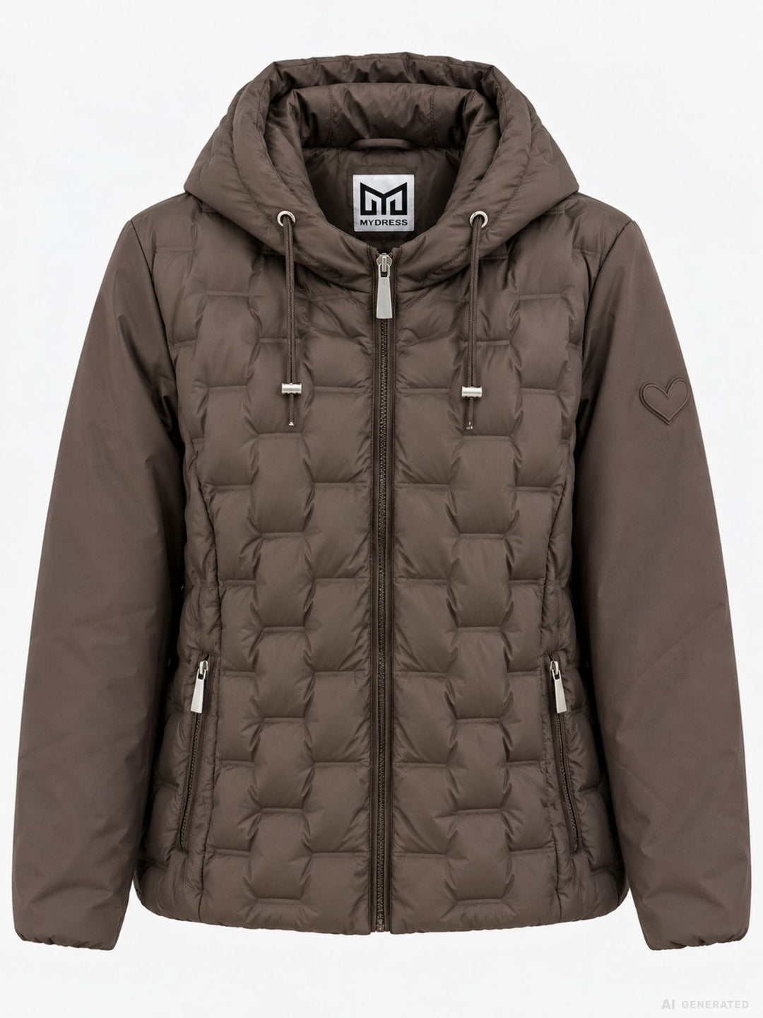 Braune Steppjacke Damen leicht Ärmel ohne Steppung