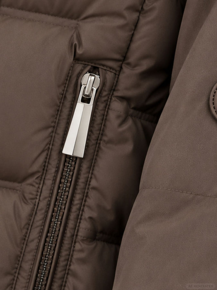 Braune Steppjacke Damen leicht Ärmel ohne Steppung