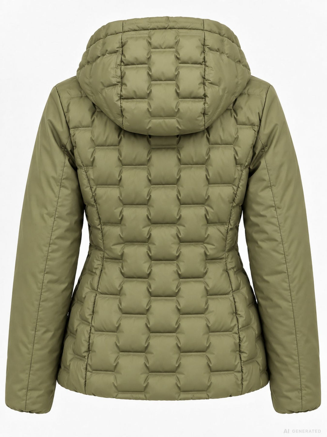Khaki Steppjacke Damen leicht Ärmel ohne Steppung