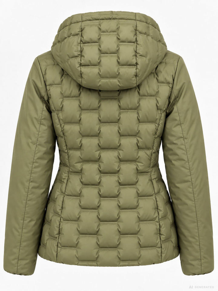 Khaki Steppjacke Damen leicht Ärmel ohne Steppung