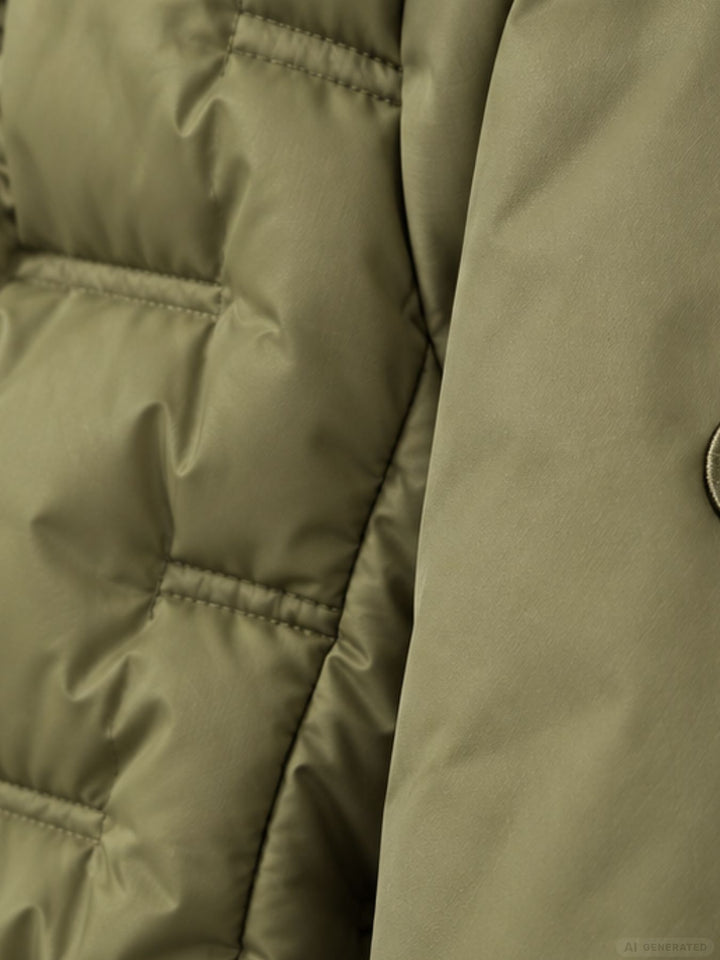 Khaki Steppjacke Damen leicht Ärmel ohne Steppung
