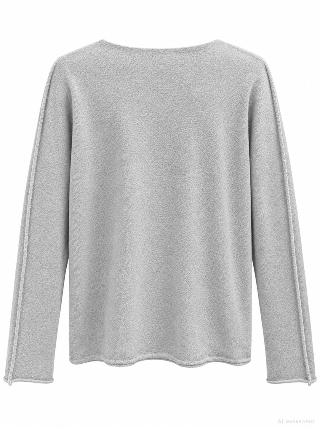 Damen Strickpullover mit Rundhals und abgerundetem Bund – Hellgrau