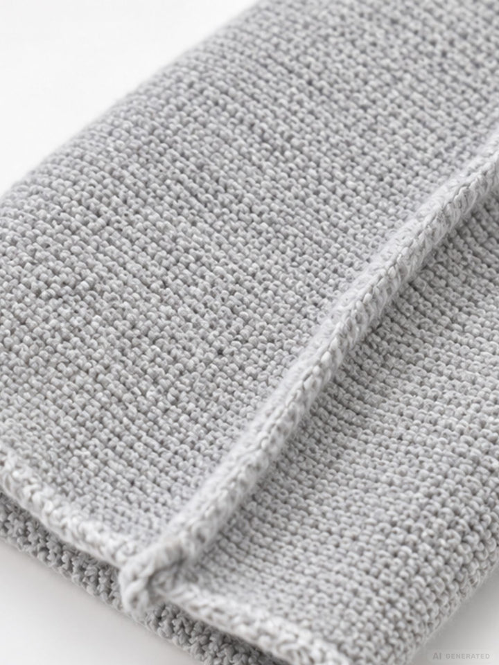 Damen Strickpullover mit Rundhals und abgerundetem Bund – Hellgrau