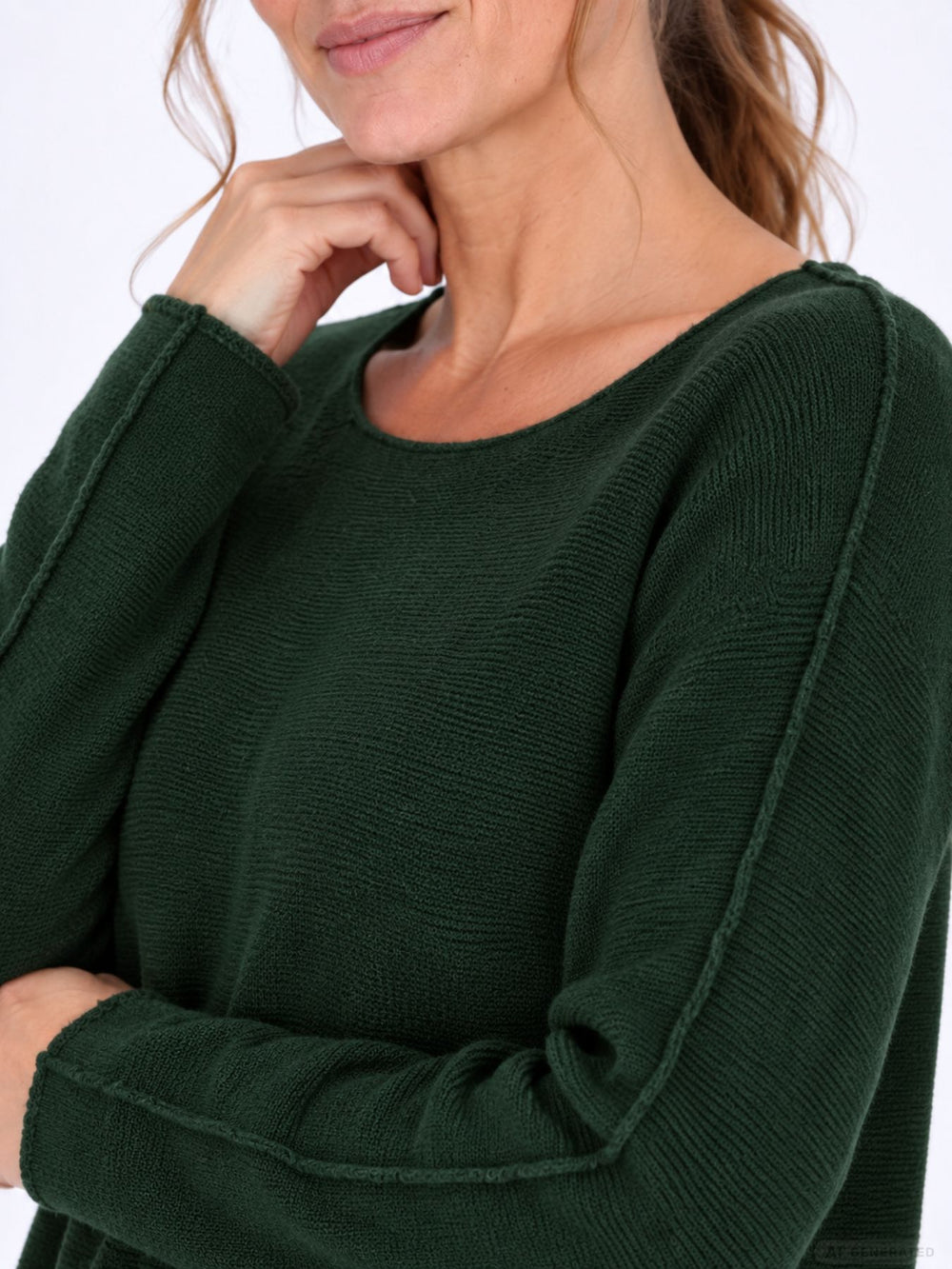 Strickpullover Damen Rundhals abgerundeter Bund