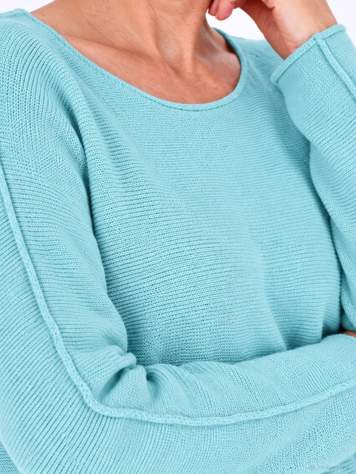 Aqua Strickpullover Damen Rundhals abgerundeter Bund
