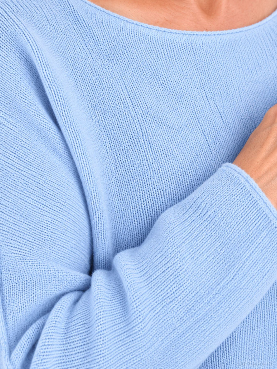 Strickpullover Sky Blue  Damen Rundhals abgerundeter Bund