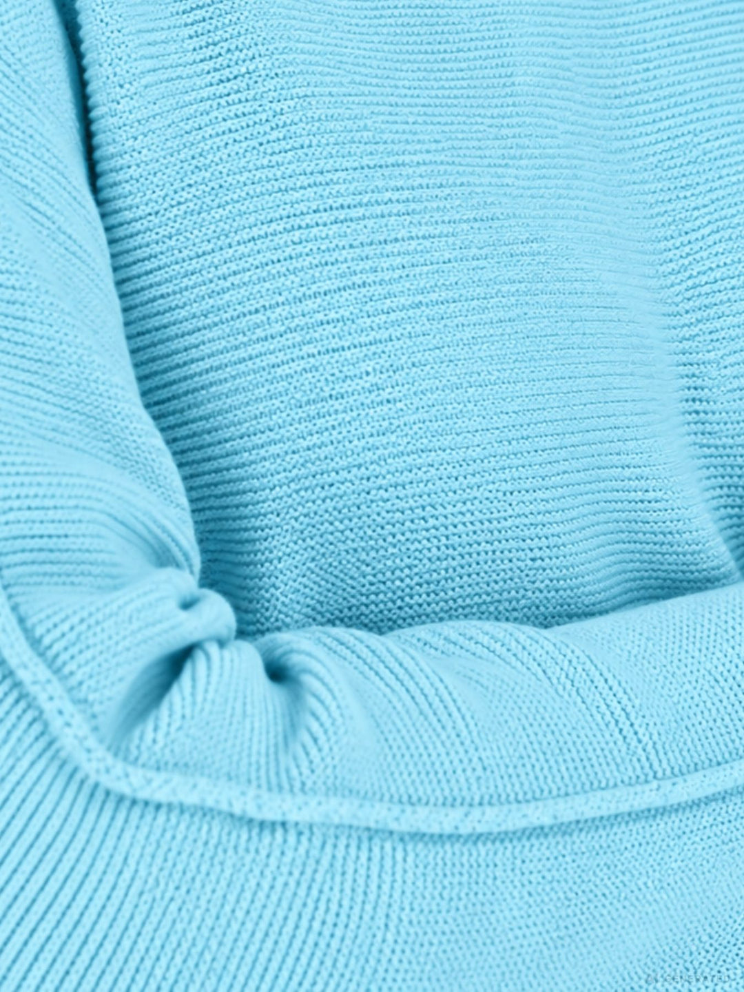 Aqua Strickpullover Damen V-Ausschnitt mit abgerundetem Bund