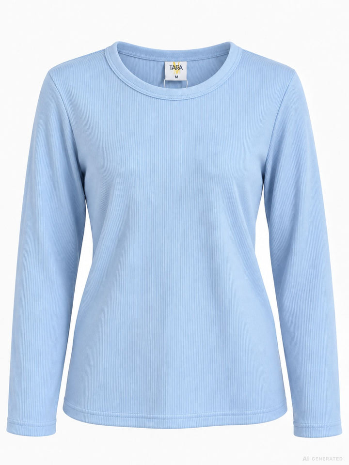 Strickpullover Damen Rundhals „LATINA“ – Hellblau