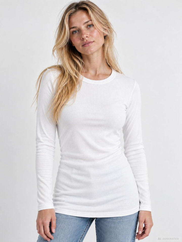 Strickpullover Damen Rundhals „LATINA“ – Weiß