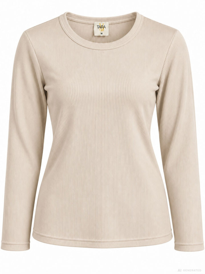 Strickpullover Damen Rundhals „LATINA“ – Beige