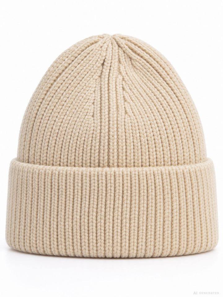 Strickmütze Damen mit Dackel-Stickerei – Beige