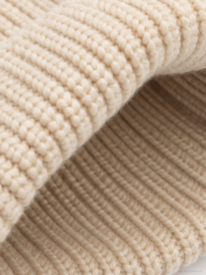 Strickmütze Damen mit Dackel-Stickerei – Beige