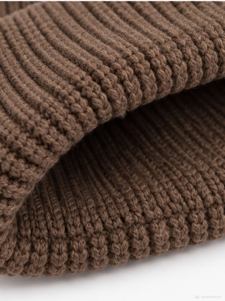 Strickmütze Damen mit Dackel-Stickerei – Braun