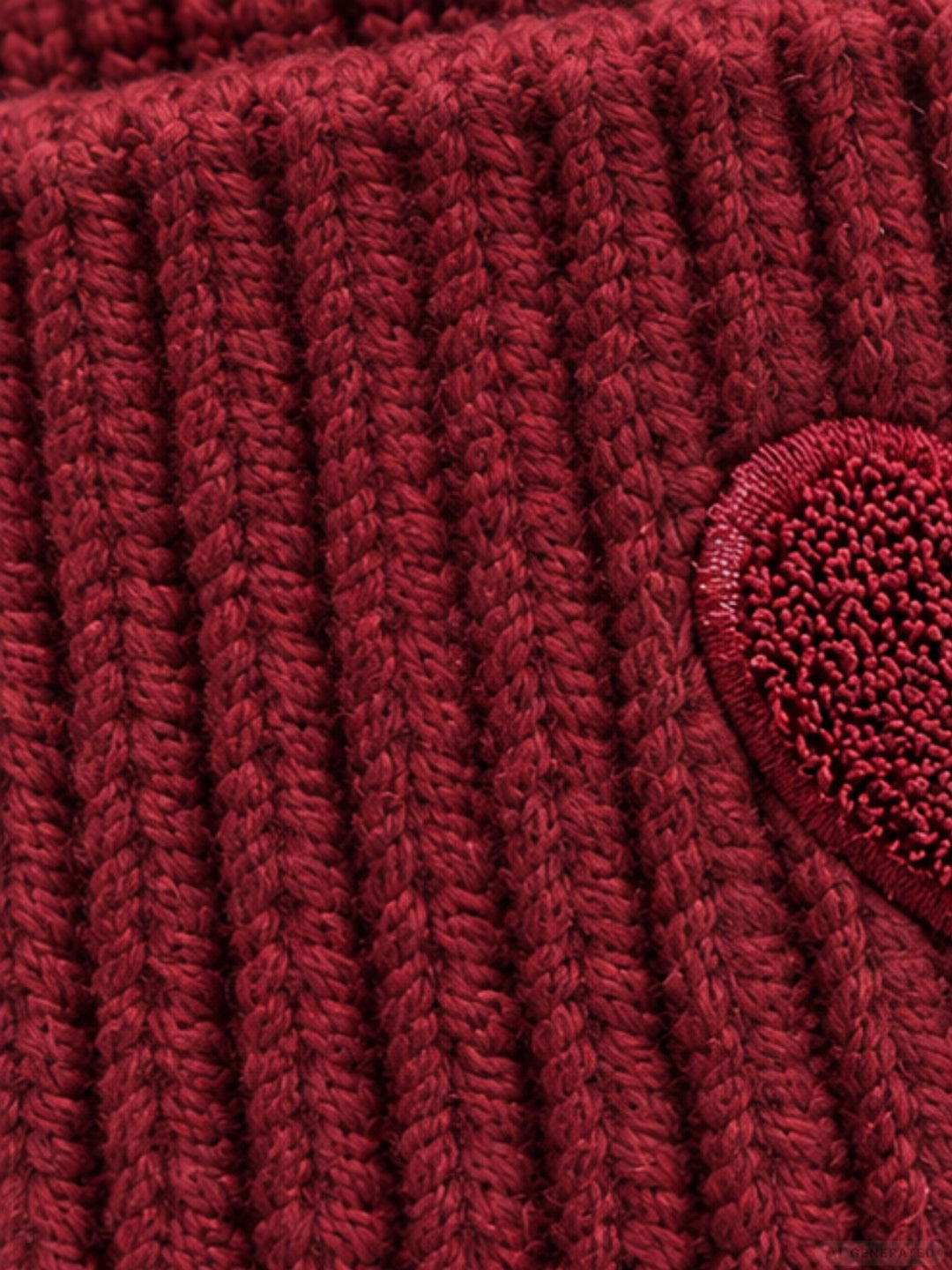 Strickmütze Damen mit Herz Ton-in-Ton – Bordeaux