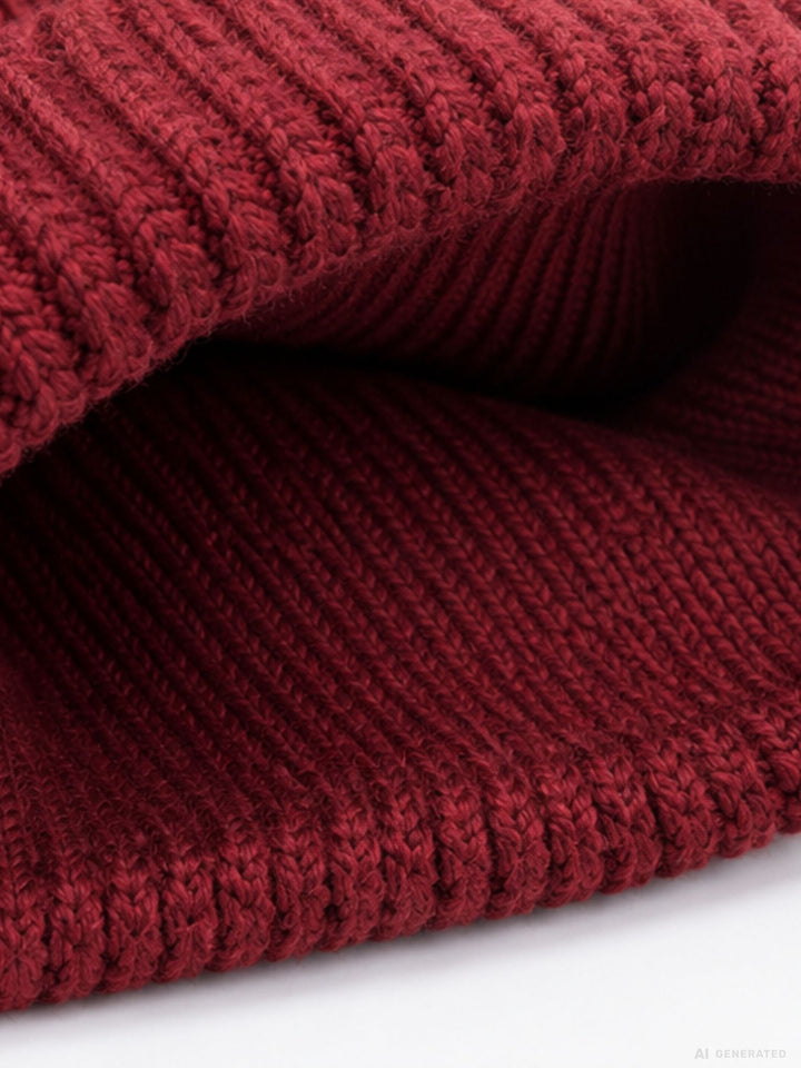 Strickmütze Damen mit Herz Ton-in-Ton – Bordeaux