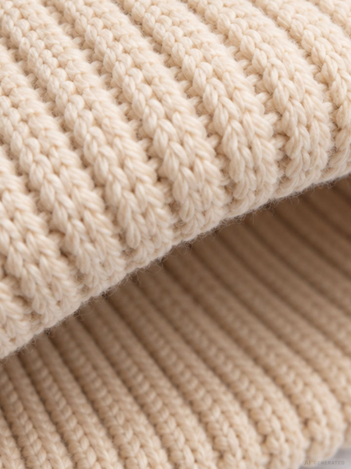Strickmütze Damen mit Herz Ton-in-Ton – Beige