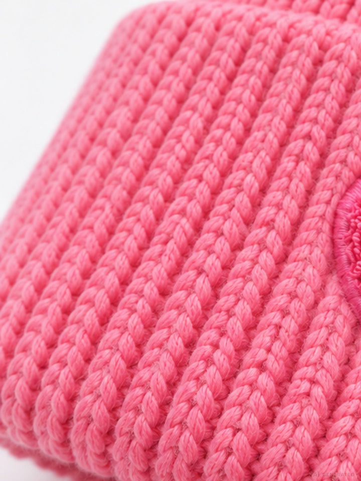 Strickmütze Damen mit Herz Ton-in-Ton – Pink