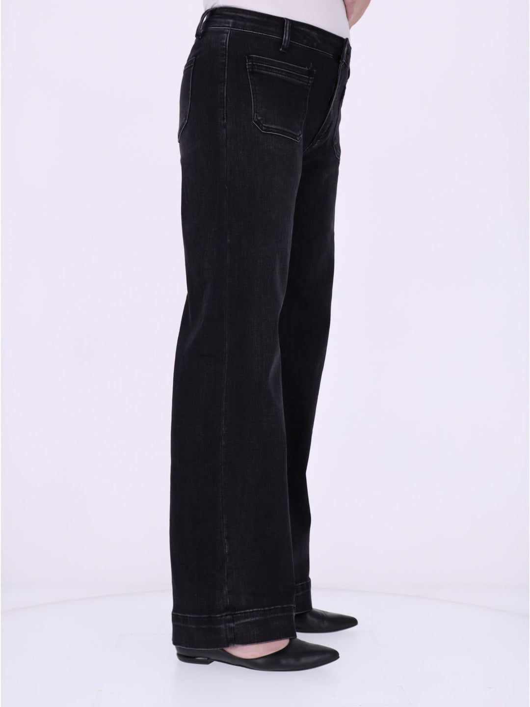 Damen Ballonhose Color Denim mit weitem Bein – Schwarz