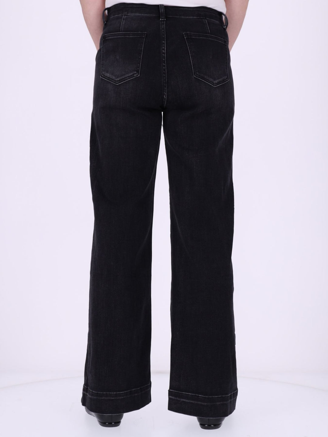 Damen Ballonhose Color Denim mit weitem Bein – Schwarz