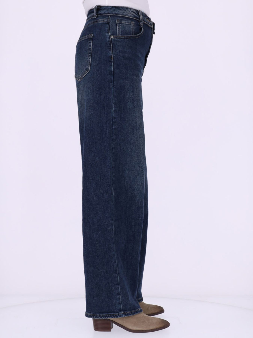 Damen Jeans im Ballonstyle mit umgeschlagenem Bund – used
