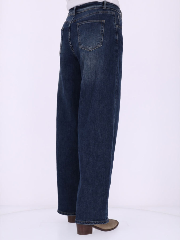 Damen Jeans im Ballonstyle mit umgeschlagenem Bund – used