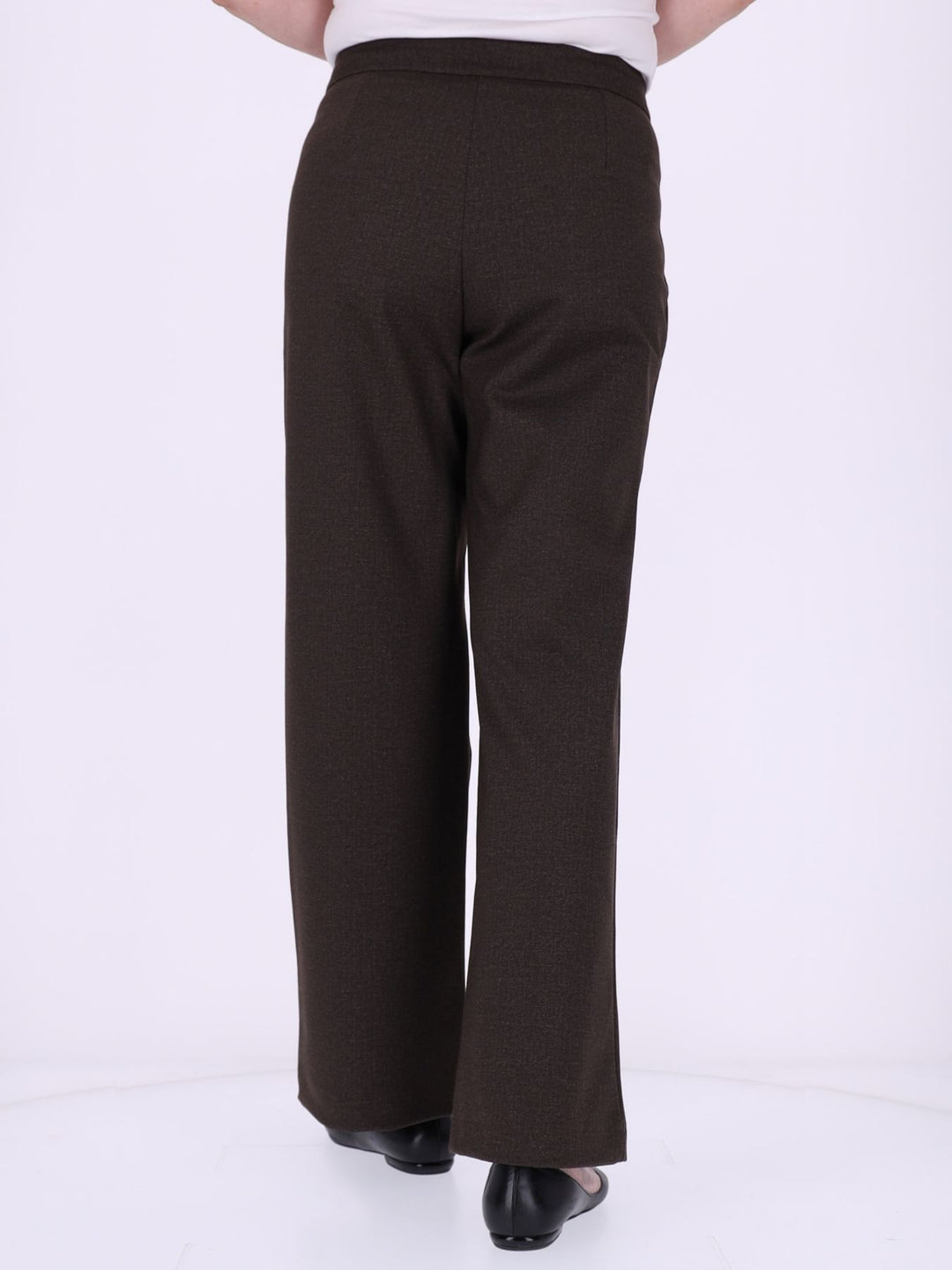 Damen Wide Leg Hose mit seitlichen Knöpfen – Braun